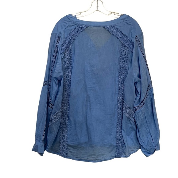 Soft Surroundings 1X Periwinkle Trianon Flowy Peasant Blouse Y6 - Picture 4 of 8